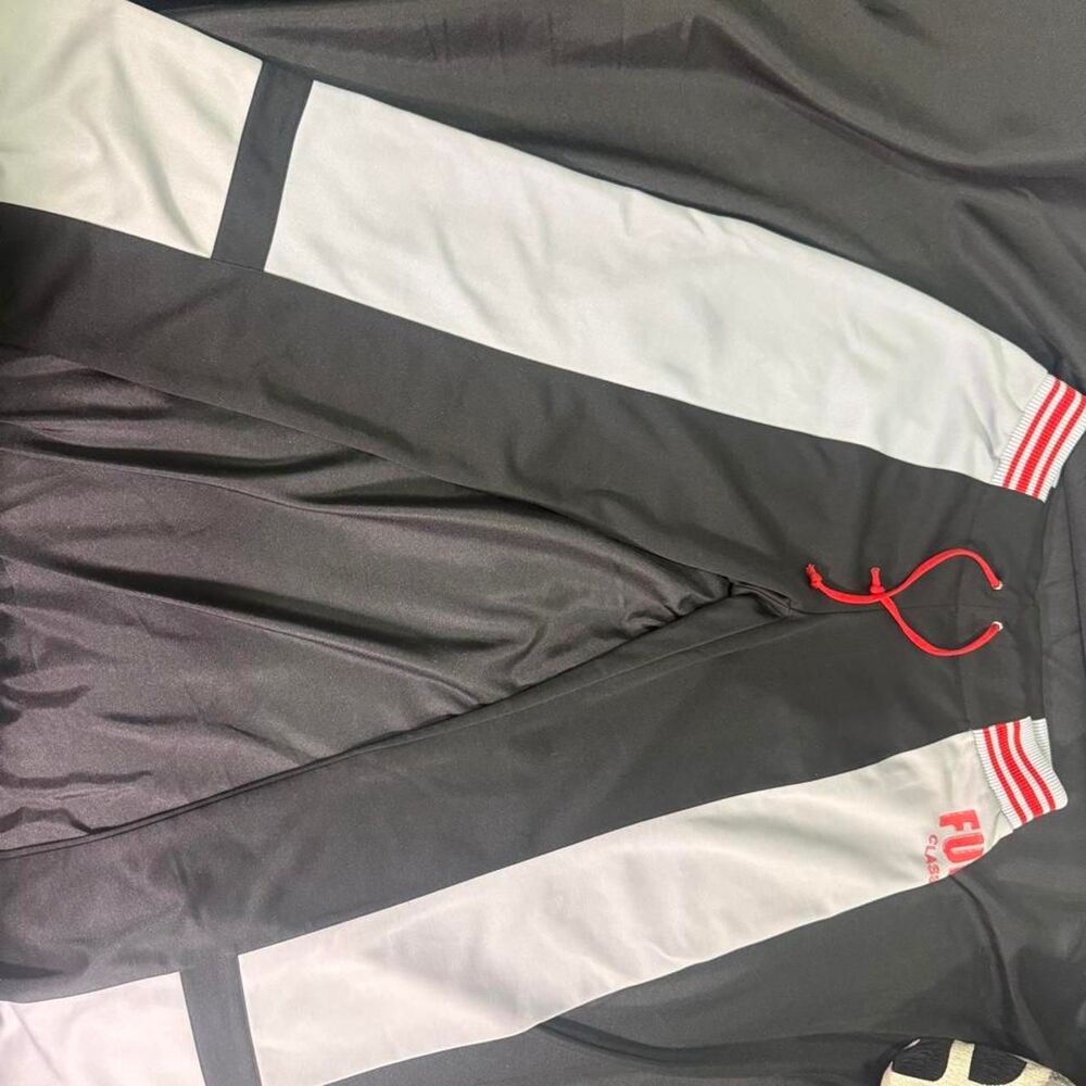 Fubu Men's Black and Grey Joggers-tracksuits